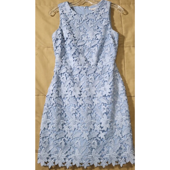 Club Monaco Dresses & Skirts - Club Monaco Blue Floral Crochet Overlay Lace Dress ✨Size: 0